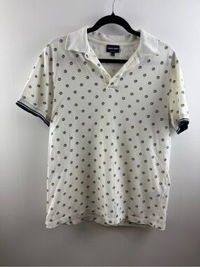 Giorgio Armani Black Label Monogram Logo Polo Shirt Italy IT 52 M